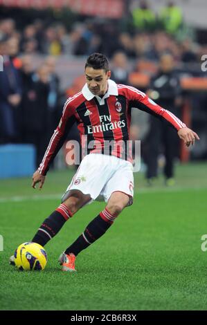 Milan Italie, 11 novembre 2012, Stade 'G.MEAZZA SAN SIRO', Championnat de football sérieux A 2012/2013, AC Milan - AC Fiorentina : Mattia de Sciglio en action pendant le match Banque D'Images