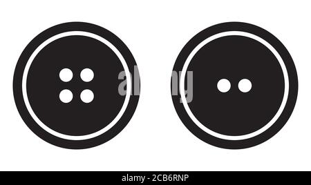 Les icônes des boutons de vêtements définissent le logotype. Boutons de vêtements isolés vectoriels avec logo vectoriel à deux et quatre trous Illustration de Vecteur