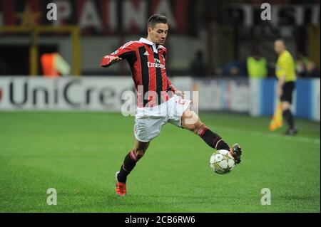 Milan Italie, 06 novembre 2012, 'G.Meazza San Siro' Stadium, UEFA Champions League 2012/2013, AC Milan - CF Malaga :Mattia de Sciglio en action pendant le match Banque D'Images