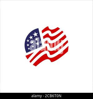 Rouge bleu étoile et rayures amérique drapeau logo design . USA drapeau éléments vecteur icônes modèle Illustration de Vecteur