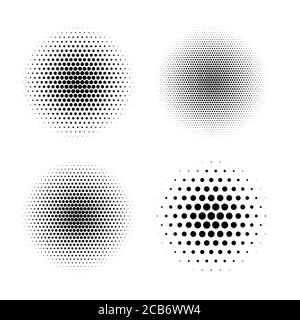 Ensemble radial demi-ton isolé sur fond blanc Illustration de Vecteur