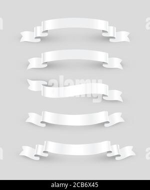 Ensemble de rubans blancs. Éléments de conception vectoriels isolés sur fond gris. Illustration de Vecteur