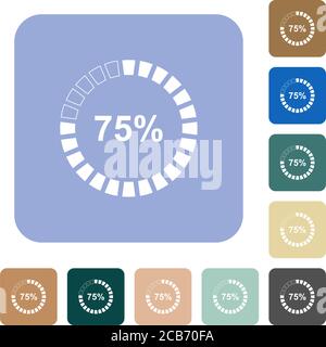 icônes plates blanches chargées à 75 % sur un carré arrondi de couleur arrière-plans Illustration de Vecteur