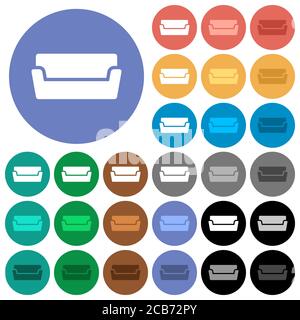 Icônes plates multicolores de la table sur fond rond. Inclus des variantes d'icônes blanches, claires et sombres pour les effets de survol et de statut actif, et sha bonus Illustration de Vecteur