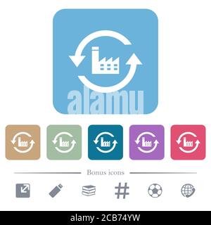 Rétablir les valeurs par défaut des icônes blanches plates sur les arrière-plans carrés de couleur arrondie. 6 icônes bonus incluses Illustration de Vecteur