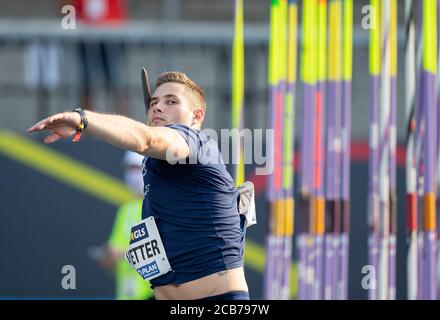 Lauréat Johannes VETTER (LG Offenburg/1ère place). Javelin Plaid of men, le 9 août 2020 Championnats d'athlétisme allemands 2020, à partir du 8 août. - 09.08.2020 à Braunschweig/Allemagne. Â | utilisation dans le monde entier Banque D'Images