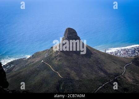 Tête de Lions, vue depuis Table Mountain, le Cap, Afrique du Sud. Banque D'Images