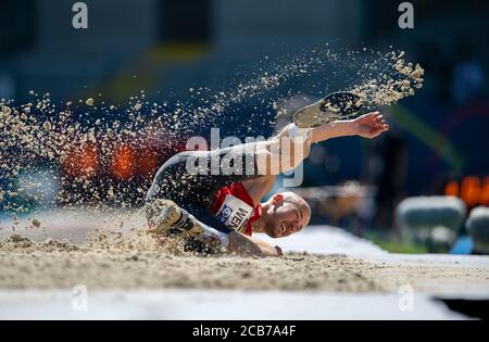 Brunswick, Allemagne. 08 août 2020. Felix WENZEL, SC Potsdam, action, triple saut pour hommes, sur 08.08.2020 championnats d'athlétisme allemands 2020, à partir de 08.08. - 09.08.2020 à Braunschweig/Allemagne. Â | utilisation dans le monde crédit: dpa/Alay Live News Banque D'Images