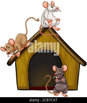 Groupe de mignons chemisiers avec petite maison isolée sur fond blanc illustration Illustration de Vecteur