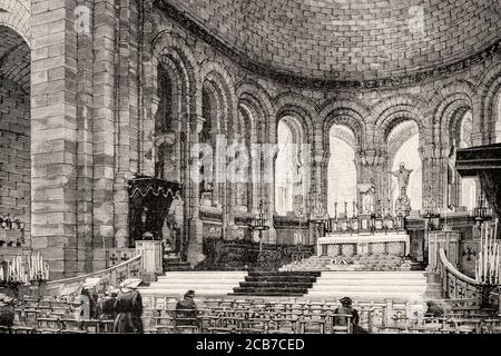 À l'intérieur de la basilique du Sacré-cœur, Montmartre. Paris, France. Illustration gravée de la Ilustracion Española y Americana datant du XIXe siècle 1894 Banque D'Images