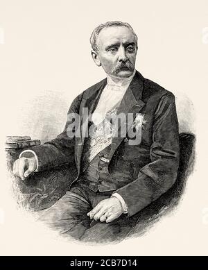 Portrait de Chlodwig Carl Viktor. Prince de Hohenlohe-Schilingsfürst, prince de Hohenlohe (1819-1901) homme d'État allemand, chancelier d'Allemagne et Premier ministre de Prusse. Illustration gravée de la Ilustracion Española y Americana datant du XIXe siècle 1894 Banque D'Images