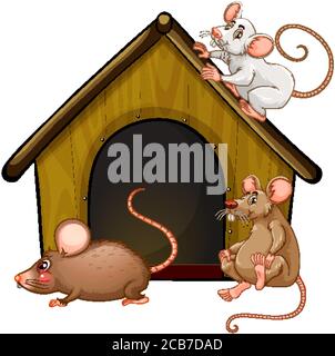 Groupe de mignons chemisiers avec petite maison isolée sur fond blanc illustration Illustration de Vecteur