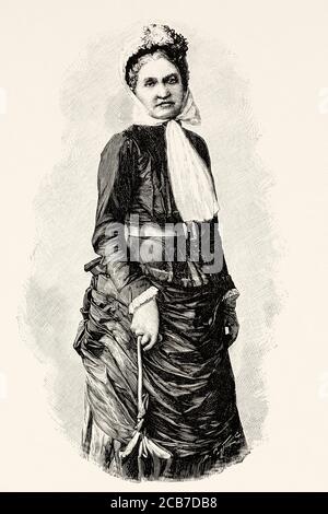 Portrait de Johanna Friederike Charlotte Dorothea Eleonore von Bismarck (1824-1894) épouse d'Otto von Bismarck. Illustration gravée de la Ilustracion Española y Americana datant du XIXe siècle 1894 Banque D'Images