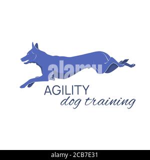 Modèle à motif vectoriel plat de chien de saut pour l'agilité du club. Illustration de Vecteur
