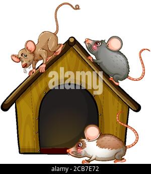 Groupe de mignons chemisiers avec petite maison isolée sur fond blanc illustration Illustration de Vecteur