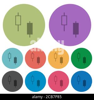 Deux chandeliers icônes plates plus sombres sur fond rond de couleur Illustration de Vecteur