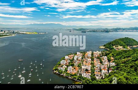 Vue sur le quartier d'Urca à Rio de Janeiro, Brésil Banque D'Images