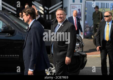 Pilsen, République tchèque. 11 août 2020. Le secrétaire d'État américain Mike Pompeo visite le Patton Memorial Pilsen Museum, le 11 août 2020, à Pilsen, en République tchèque. Crédit : Michal Kamaryt/CTK photo/Alay Live News Banque D'Images