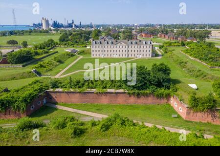 Detroit, Michigan - fort historique Wayne. Construit dans les années 1840, au point le plus étroit de la rivière Detroit, le fort était destiné à se protéger contre Britis Banque D'Images