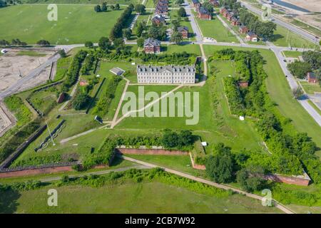 Detroit, Michigan - fort historique Wayne. Construit dans les années 1840, au point le plus étroit de la rivière Detroit, le fort était destiné à se protéger contre Britis Banque D'Images