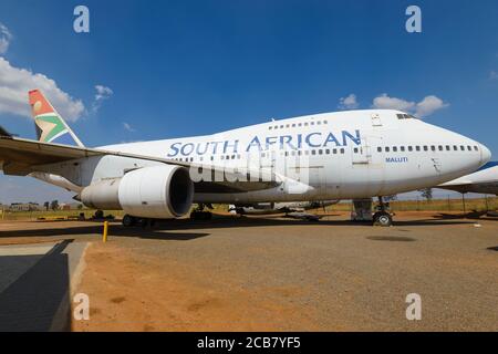 South African Airways Boeing 747SP conservé à la SAA Museum Society de l'aéroport de Rand, Germiston, Afrique du Sud. Aircraft 747 SP ZS-SPC nommé Maluti. Banque D'Images