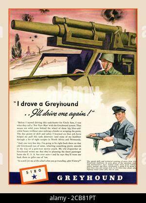 Archive la propagande américaine de la Seconde Guerre mondiale des années 1940 pour les entraîneurs de Greyhound. Travail en temps de guerre conduite pour les militaires et les futurs travaux en temps de paix conduite à nouveau d'un autocar Greyhound.'J'ai conduit un Greyhound, je vais en conduire un de nouveau ! Deuxième Guerre mondiale deuxième Guerre mondiale Banque D'Images