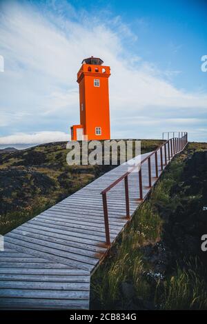 Phare de Svörtuloft dans la péninsule de Snaefellsness en Islande Banque D'Images