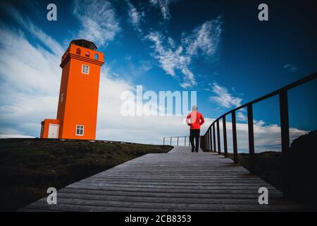 Phare de Svörtuloft dans la péninsule de Snaefellsness en Islande Banque D'Images