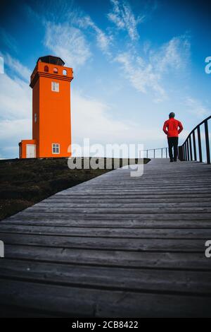 Phare de Svörtuloft dans la péninsule de Snaefellsness en Islande Banque D'Images