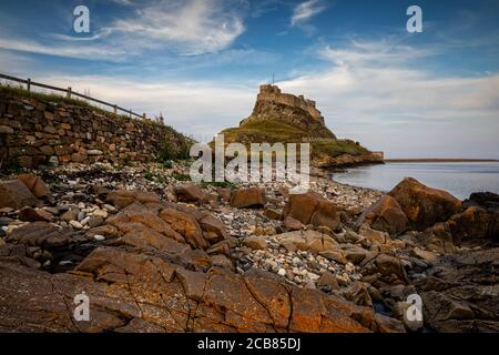 Earl Evening au château de Lindisfarne Banque D'Images