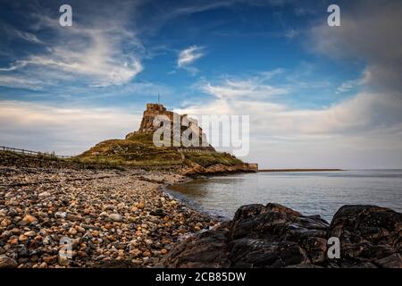 Earl Evening au château de Lindisfarne Banque D'Images