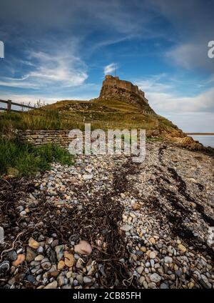 Earl Evening au château de Lindisfarne Banque D'Images