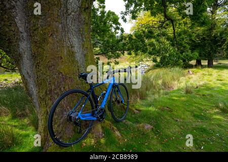 Orbea gain M30 vélo électrique sur route dans le creux de Bowland, Lancashire. Banque D'Images