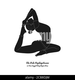 EKA Pada Rajakapotasana ou posture du Roi Pigeon à une jambe. Vecteur. Illustration de Vecteur