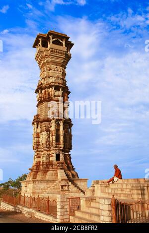 fort de Chittorgarh. Tour Vijaya Stambha . Rajasthan, Inde Banque D'Images