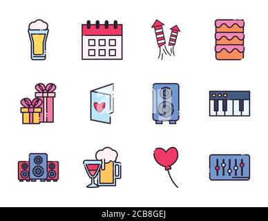 Ensemble D Icones D Anniversaire Image Vectorielle Stock Alamy