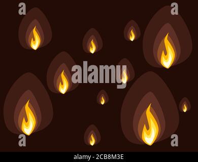 Ensemble d'icônes de feu différentes alimentation de feu prête pour l'animation image vectorielle plate sprites sur fond marron Illustration de Vecteur