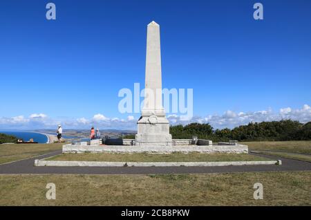 Le mémorial de guerre sur l'île de Portland, au-dessus de Chesil Beach, à Dorset, au Royaume-Uni Banque D'Images