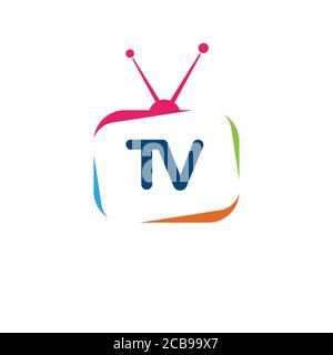 Modèle de conception d'illustration vectorielle de logo d'icône TV Illustration de Vecteur
