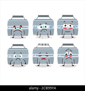Personnage de dessin animé de boîte à lunch gris avec une expression triste Illustration de Vecteur
