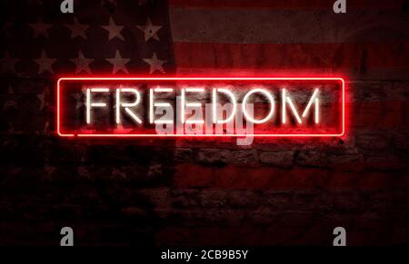 Pop Art American Flag avec Grunge Brick Wall Freedom Free Concept de liberté Banque D'Images