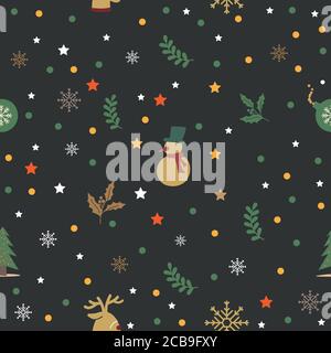 Motifs de Noël sans coutures. Texture infinie pour le papier peint, l'arrière-plan de la page Web, le papier d'emballage et etc. Style rétro. Illustration de Vecteur