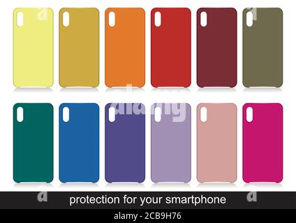 Boîtiers pour smartphone avec ombre isolée sur fond blanc. Protection en silicone pour téléphone portable. Illustration vectorielle Illustration de Vecteur