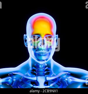 concept de mal de tête. image de rendu 3d. Banque D'Images
