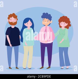 famille couples femme enceinte parents ensemble dessin animé personnage vecteur illustration Illustration de Vecteur