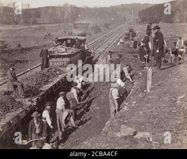 Excavation pour « y » à la gare de Devereaux, Orange & amp ; Alexandria Railroad, 1863. Auparavant attribué à Mathew B. Brady. Banque D'Images