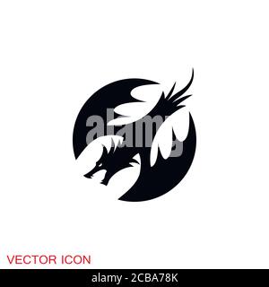 Icône Dragon, modèle de conception de vecteur logo Dragon, icône dragon. Illustration de Vecteur