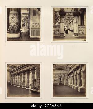 [Vue de l'autre côté de la Cour égyptienne; vue à travers les colonnes égyptiennes dans la galerie de sculptures classiques; vue latérale de la Colonnade égyptienne; façade de la salle des colonnes], ca. 1859. Banque D'Images