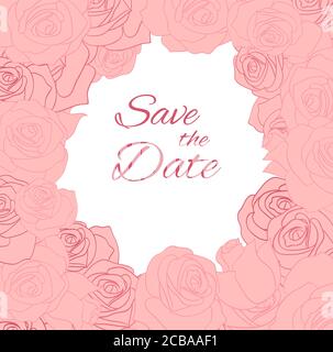 Carte postale avec roses délicates roses roses et place pour le texte. Vecteur pour les invitations, les brochures, les cartes de vœux et votre dessin Illustration de Vecteur