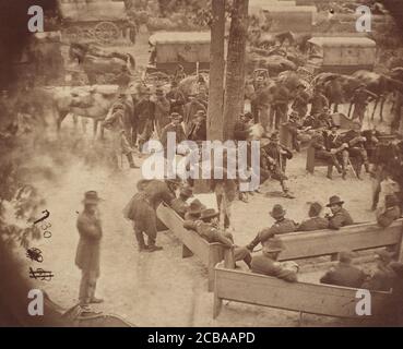 Conseil de guerre du général Grant, Église Massaponax, Virginie, 21 mai 1864. Banque D'Images